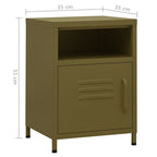 Comodino Verde Oliva 35x35x51 cm in Acciaio