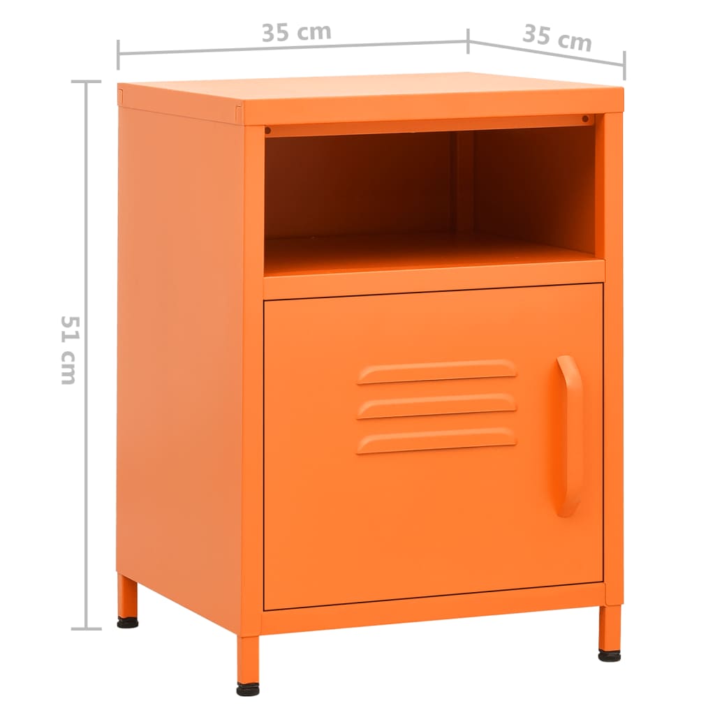 Comodino Arancione 35x35x51 cm in Acciaio