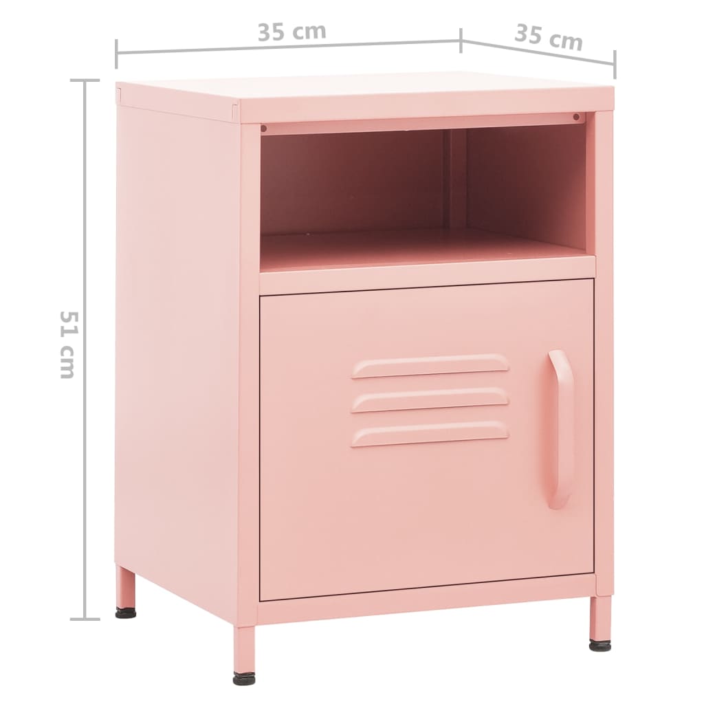 Comodino Rosa 35x35x51 cm in Acciaio