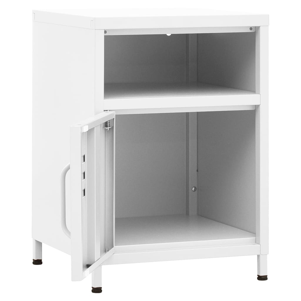Comodino Bianco 35x35x51 cm in Acciaio