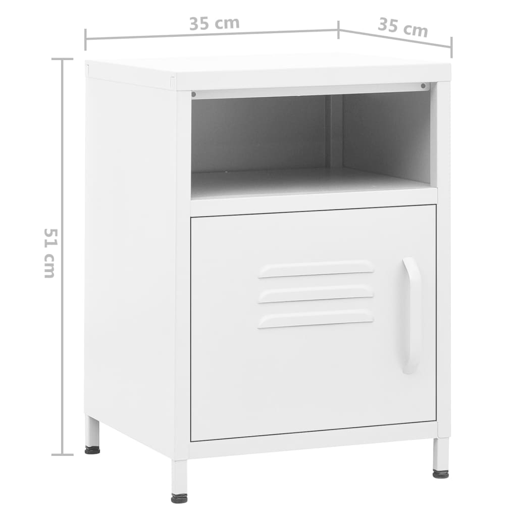Comodino Bianco 35x35x51 cm in Acciaio