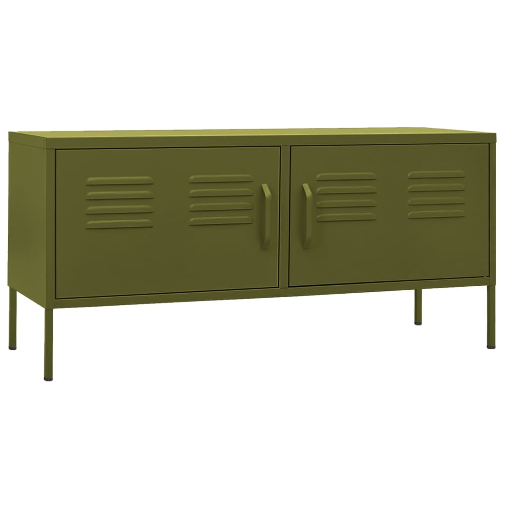 Mobile TV Verde Oliva 105x35x50 cm in Acciaio