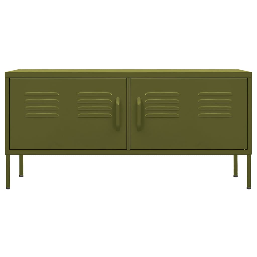 Mobile TV Verde Oliva 105x35x50 cm in Acciaio