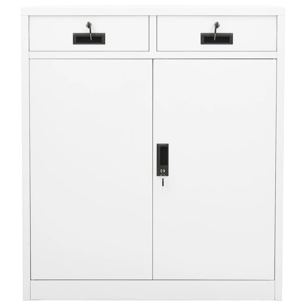 Armadio per Ufficio Bianco 90x40x102 cm in Acciaio