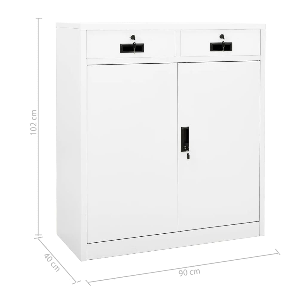 Armadio per Ufficio Bianco 90x40x102 cm in Acciaio