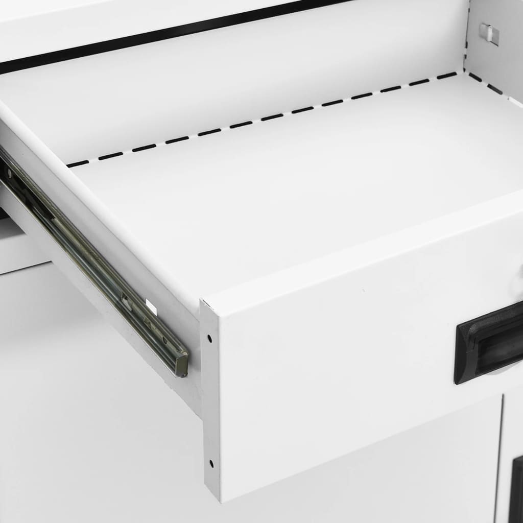 Armadio per Ufficio Bianco 90x40x102 cm in Acciaio