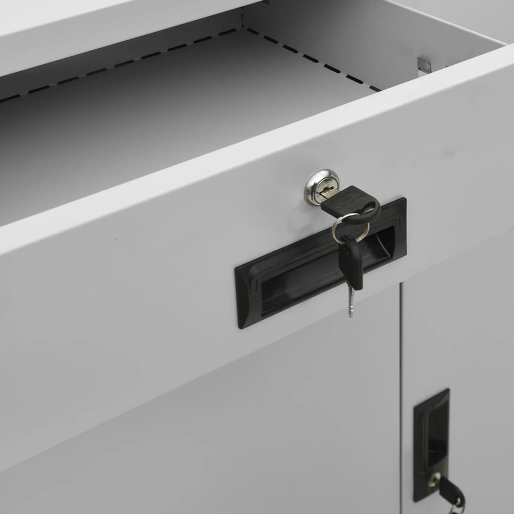 Armadio per Ufficio Grigio Chiaro 90x40x102 cm in Acciaio