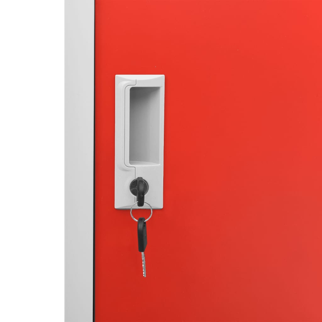 Armadietto a Chiave Grigio Chiaro e Rosso 90x45x92,5 cm Acciaio