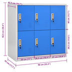 Armadietto con Chiave Grigio Chiaro e Blu 90x45x92,5 cm Acciaio