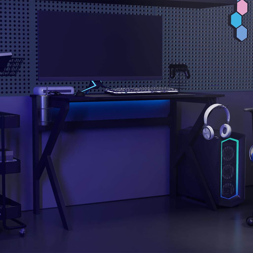 Scrivania da Gaming con Gambe a K Nera 110x60x75 cm