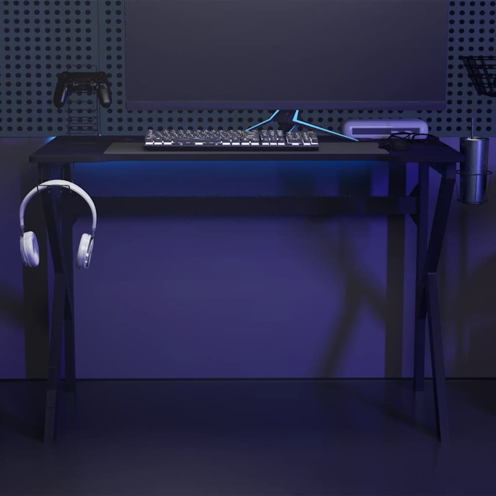 Scrivania da Gaming con Gambe a K Nera 110x60x75 cm