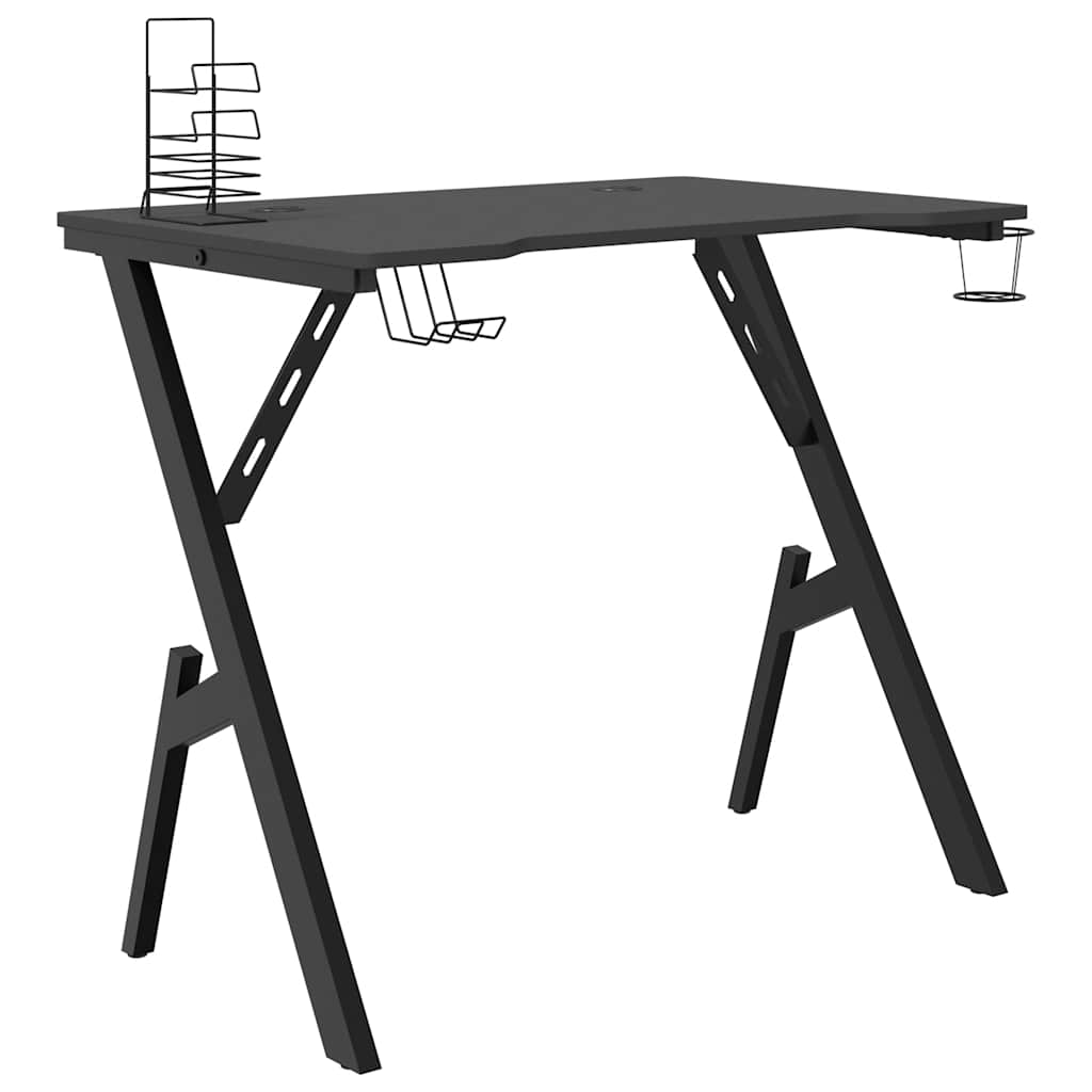 Scrivania da Gaming con Gambe a Y Nera 90x60x75 cm