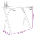 Scrivania da Gaming con Gambe a Y Nera 90x60x75 cm