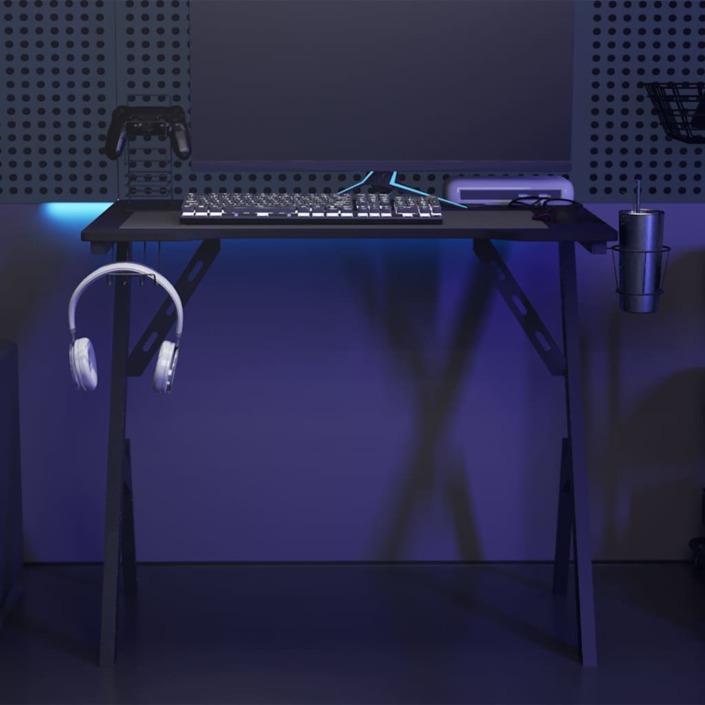 Scrivania da Gaming con Gambe a Y Nera 90x60x75 cm
