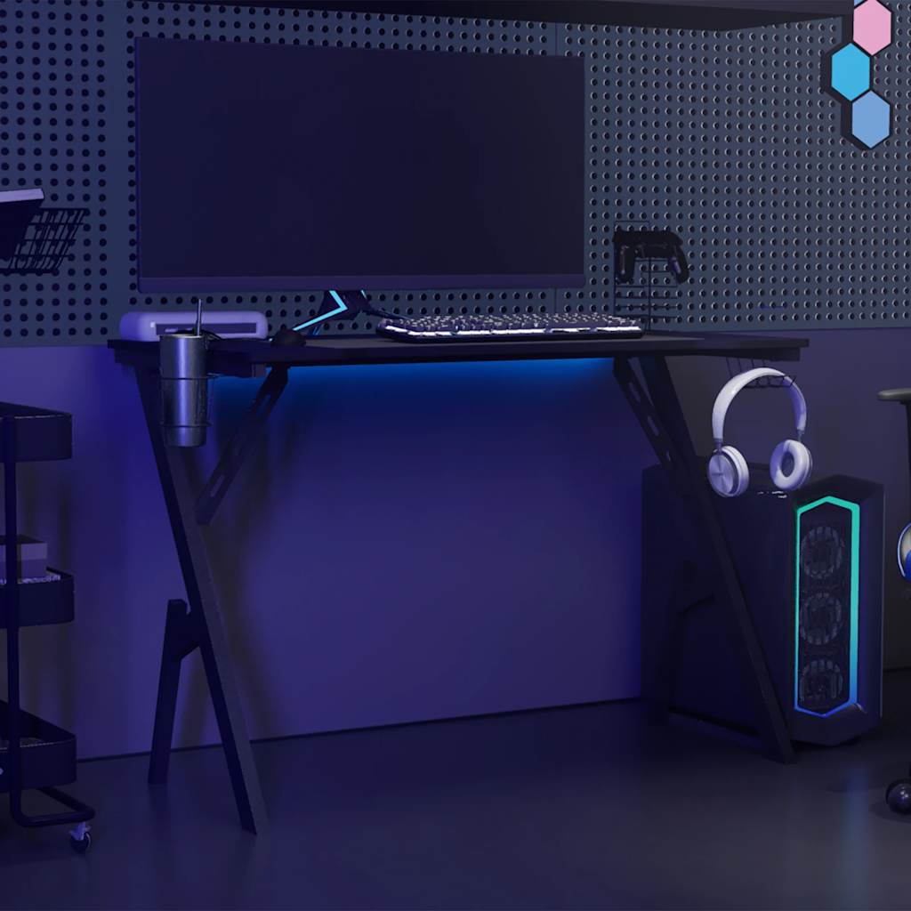 Scrivania da Gaming con Gambe a Y Nera 110x60x75 cm