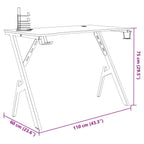 Scrivania da Gaming con Gambe a Y Nera 110x60x75 cm