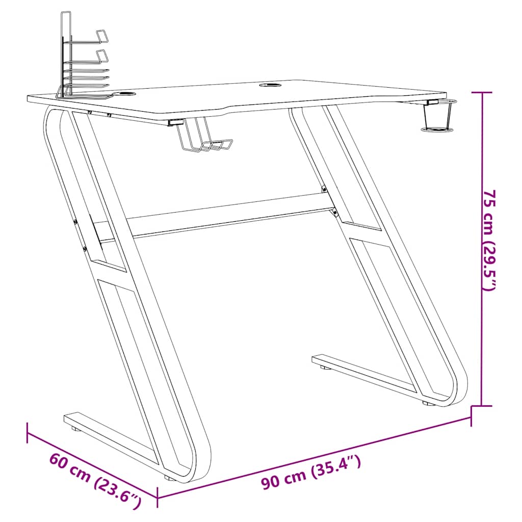 Scrivania da Gaming con Gambe a ZZ Nera 90x60x75 cm
