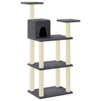 Albero per Gatti con Tiragraffi in Sisal Grigio Scuro 118,5 cm