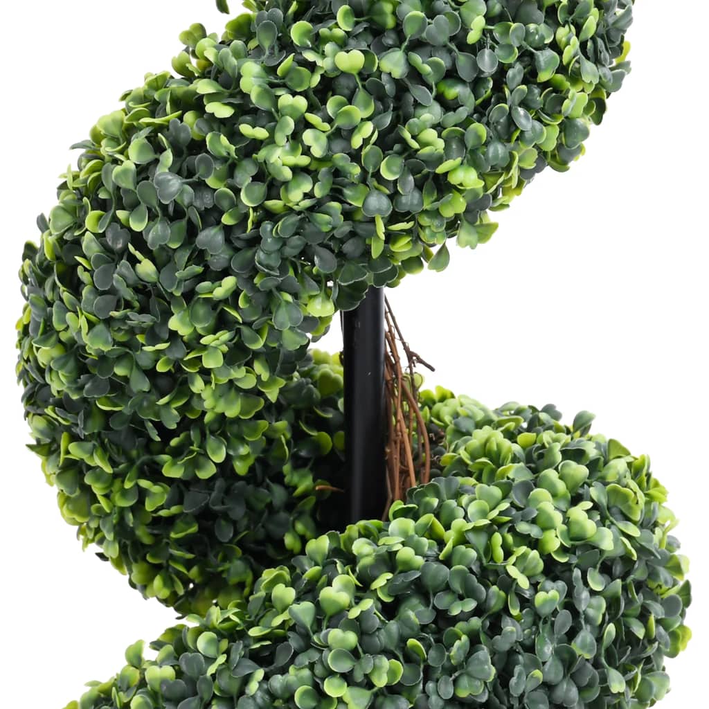 Pianta di Bosso Artificiale a Spirale con Vaso Verde 89 cm