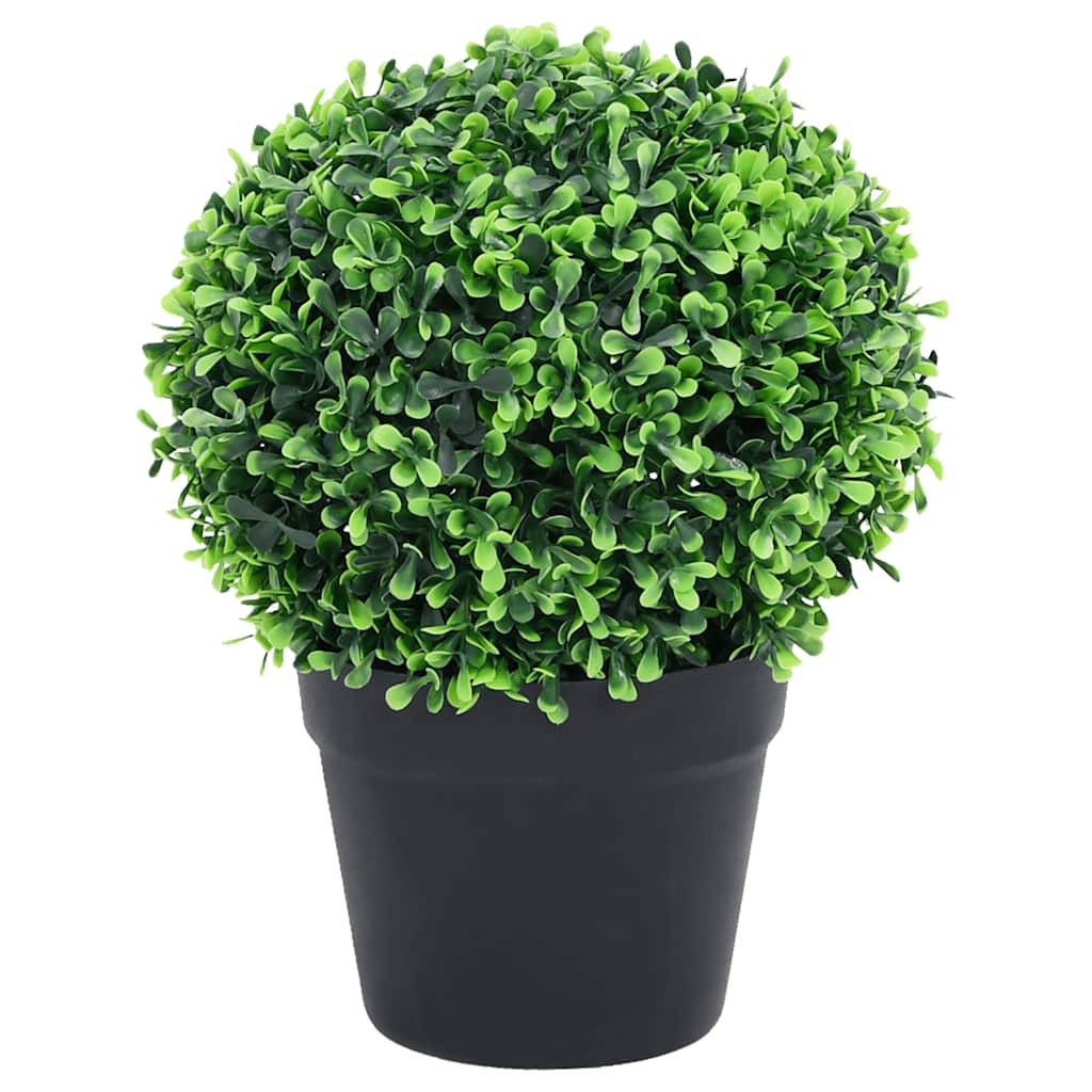 Piante di Bosso Artificiale 2 pz a Sfera con Vaso Verde 37 cm