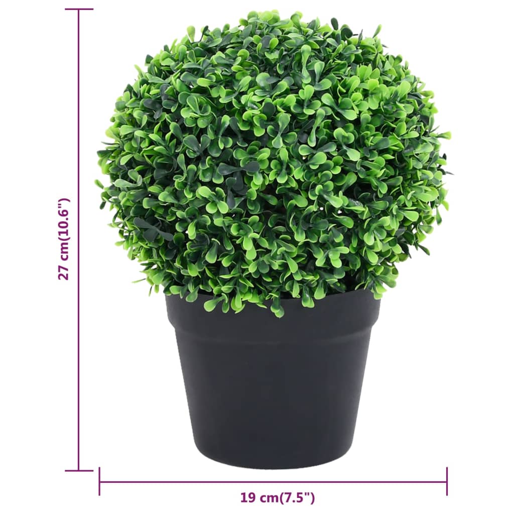 Piante di Bosso Artificiale 2 pz a Sfera con Vaso Verde 27 cm