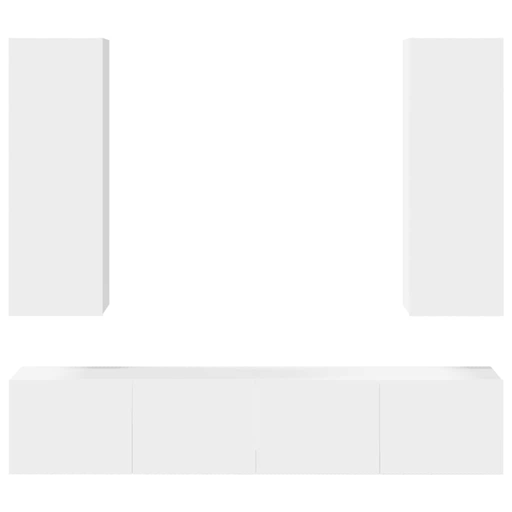 Set Mobili Porta TV 4 pz Bianco in Legno Multistrato