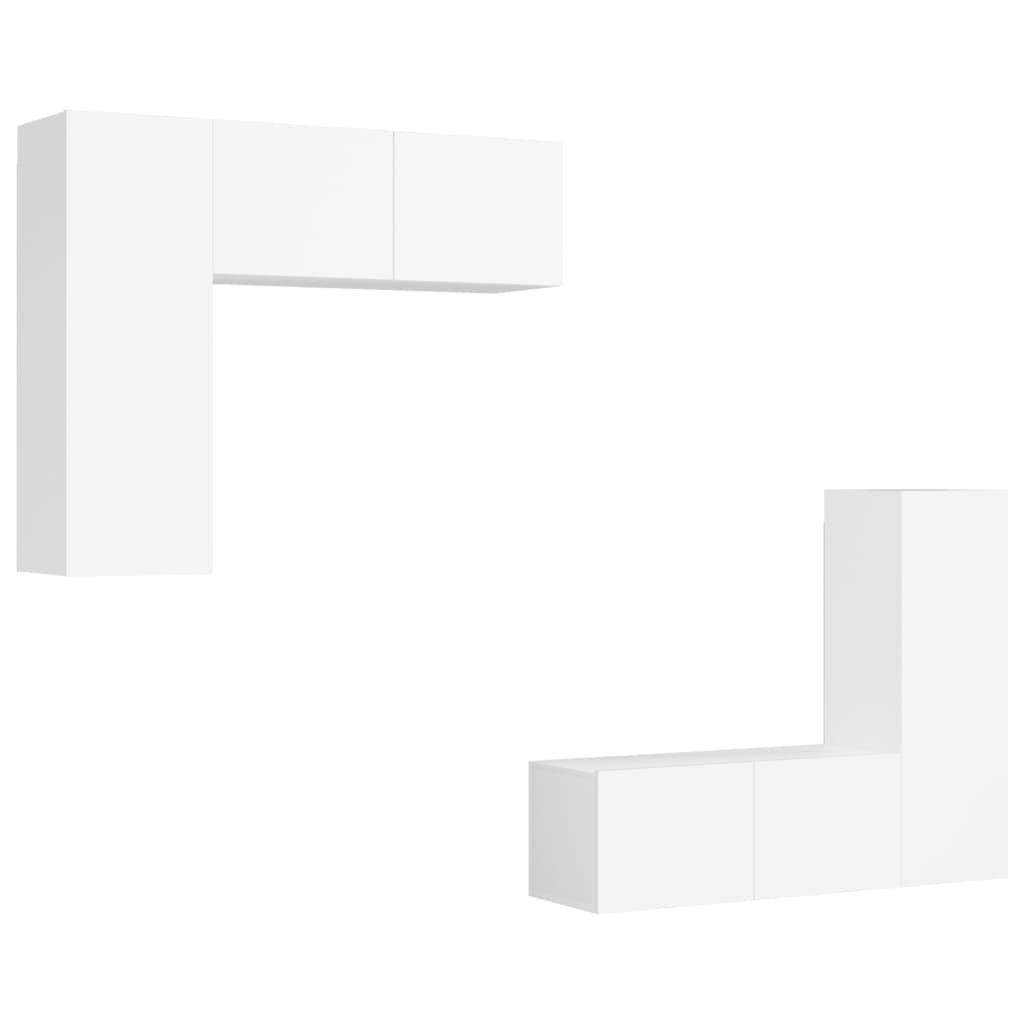 Set Mobili Porta TV 4 pz Bianco in Legno Multistrato