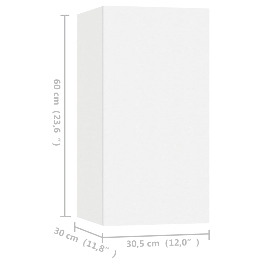 Mobili Porta TV 4 pz Bianchi 30,5x30x60 cm in Legno Multistrato