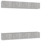 Mobili TV 4 pz Grigio Cemento 100x30x30 cm in Legno Multistrato