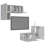 Set di Mobili Porta TV 4 pz Grigio Cemento in Legno Multistrato
