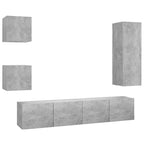 Set di Mobili Porta TV 5 pz Grigio Cemento in Legno Multistrato