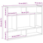 Scaffale a Parete Grigio Cemento 75x16x55 cm Legno Multistrato