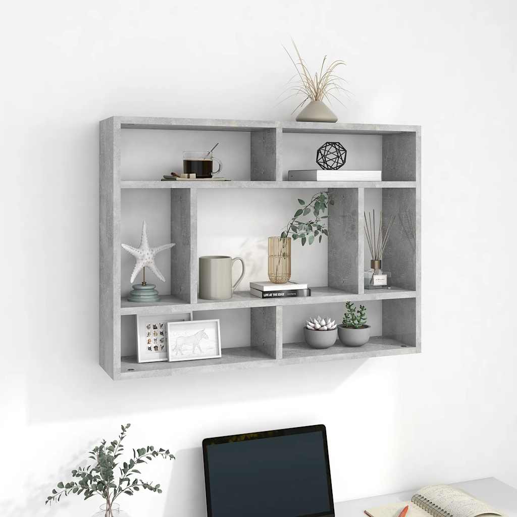 Scaffale a Parete Grigio Cemento 75x16x55 cm Legno Multistrato