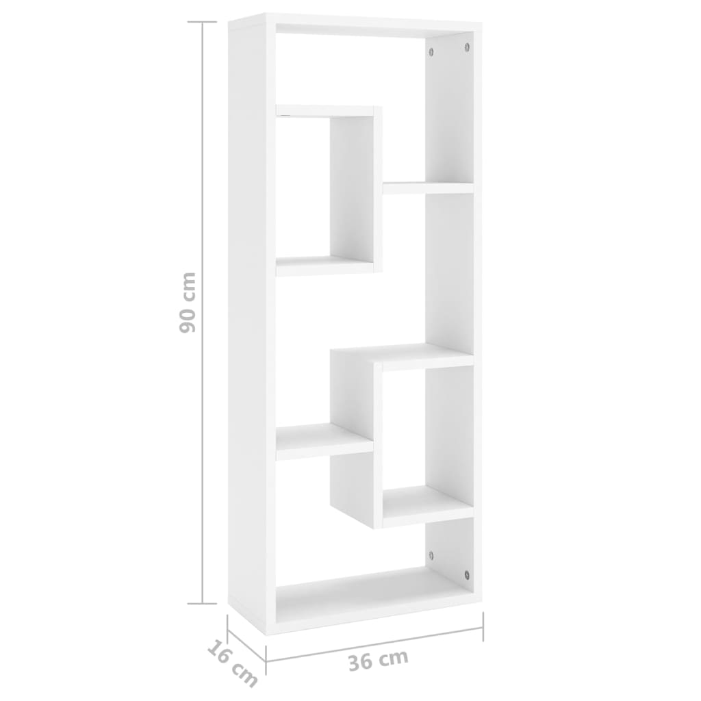 Scaffale a Parete Bianco 36x16x90 cm in Legno Multistrato