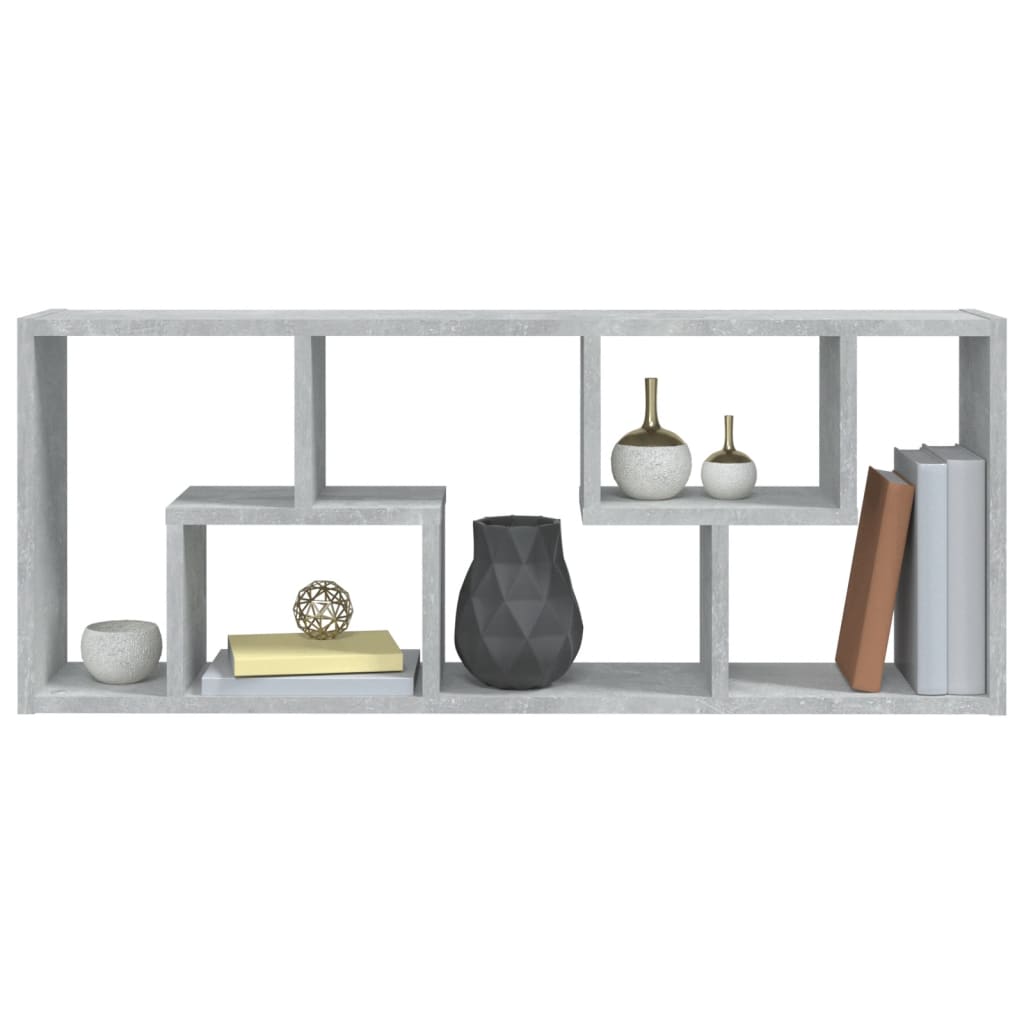 Scaffale a Parete Grigio Cemento 36x16x90 cm Legno Multistrato