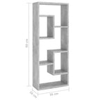 Scaffale a Parete Grigio Cemento 36x16x90 cm Legno Multistrato