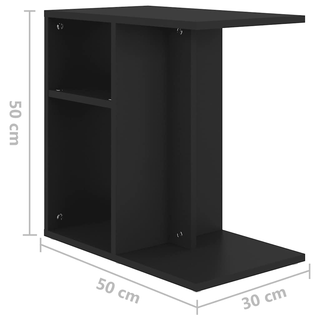 Tavolino Nero 50x30x50 cm in Legno Multistrato