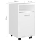 Credenza con Ruote Bianca 33x38x60 cm in Legno Multistrato