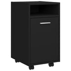 Credenza con Ruote Nera 33x38x60 cm in Legno Multistrato