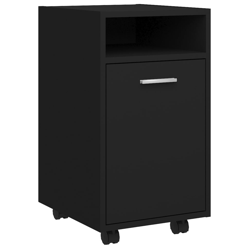 Credenza con Ruote Nera 33x38x60 cm in Legno Multistrato