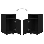 Credenza con Ruote Nera 33x38x60 cm in Legno Multistrato