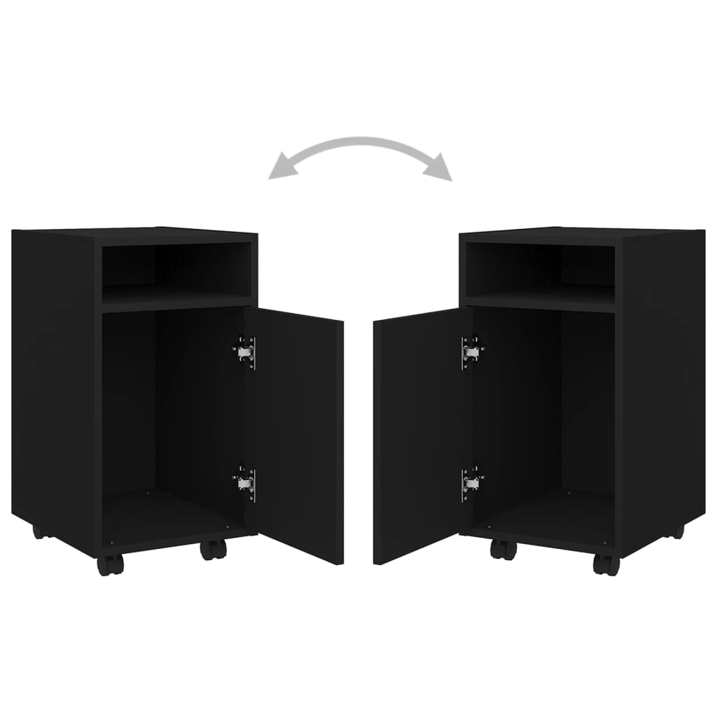 Credenza con Ruote Nera 33x38x60 cm in Legno Multistrato