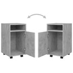 Credenza con Ruote Grigio Cemento 33x38x60 cm Legno Multistrato