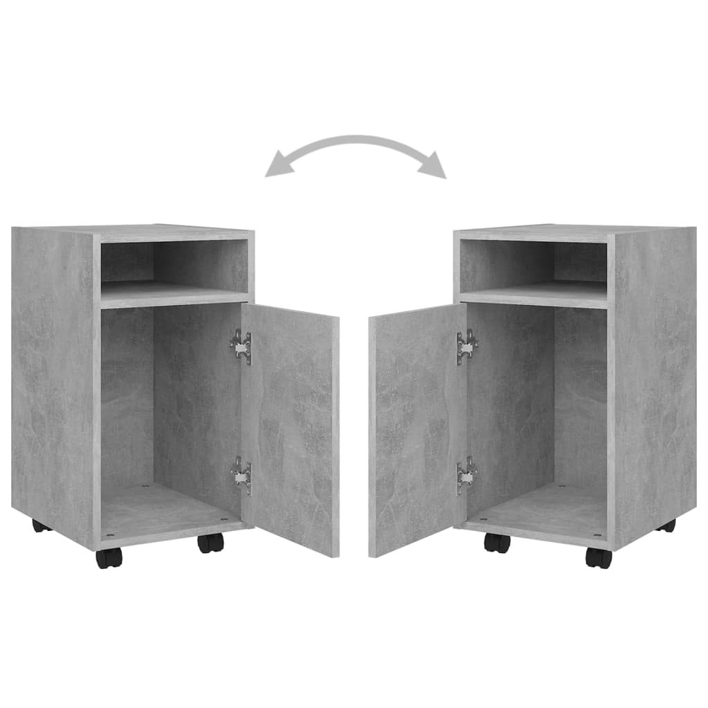Credenza con Ruote Grigio Cemento 33x38x60 cm Legno Multistrato