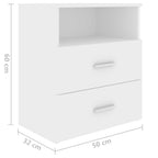 Comodini 2pz Bianchi 50x32x60 cm