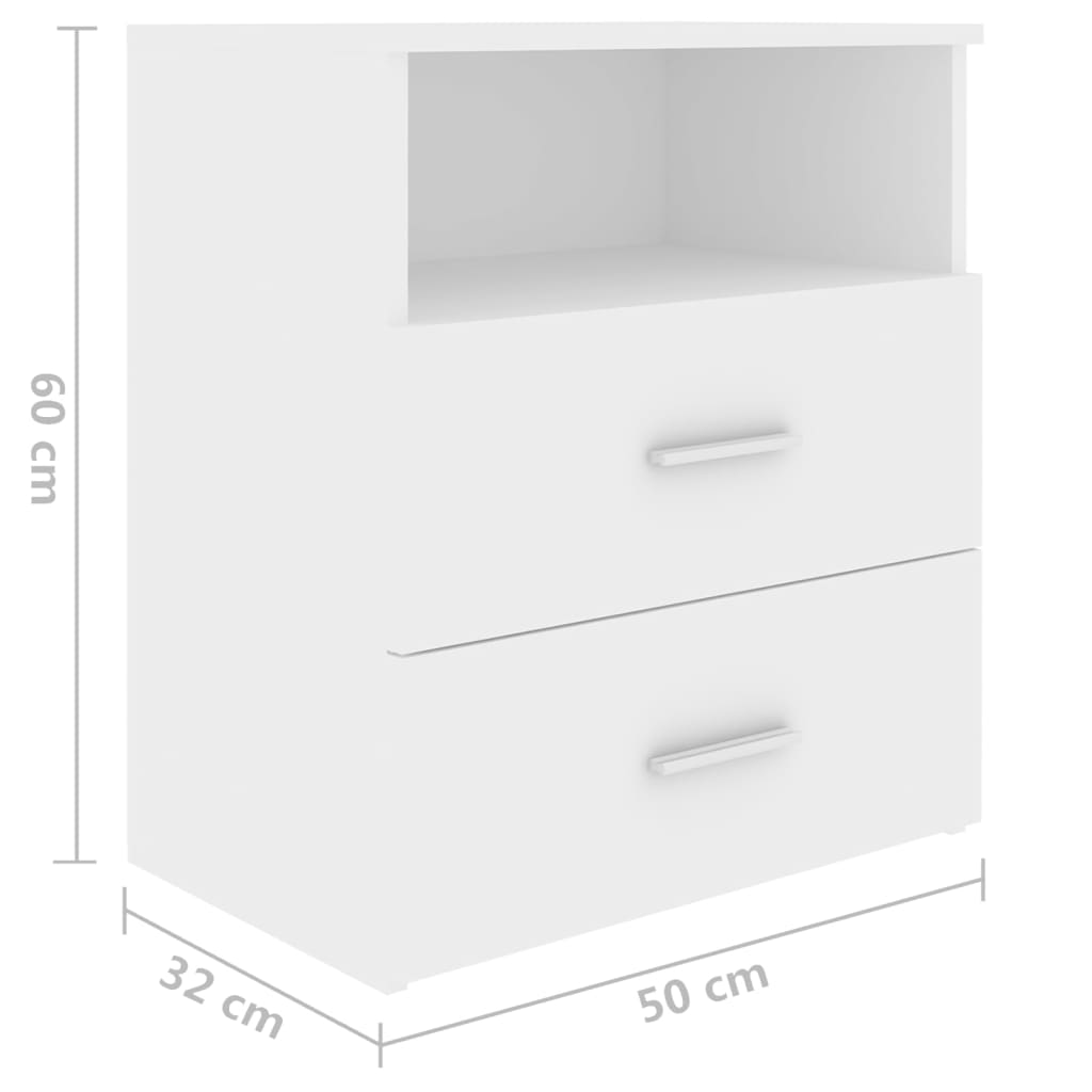 Comodini 2pz Bianchi 50x32x60 cm