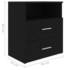 Comodini 2pz Neri 50x32x60 cm