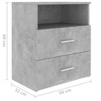 Comodini 2 pz Grigio Cemento 50x32x60 cm