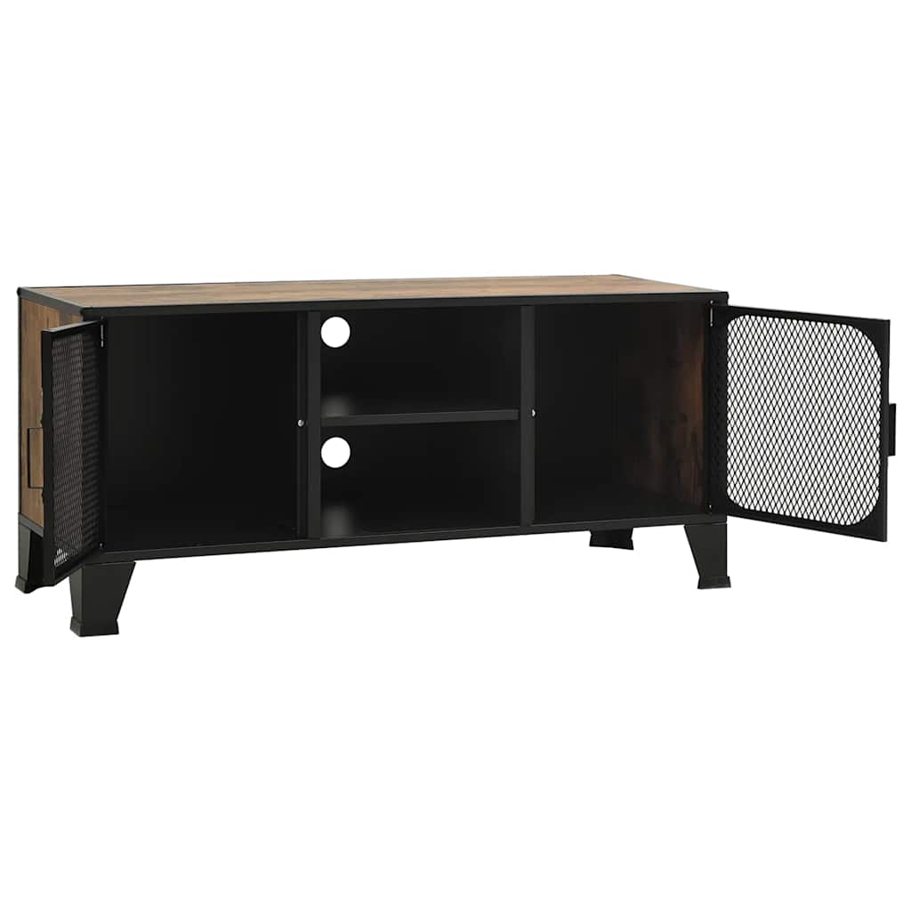 Mobile Porta TV Marrone Rustico 105x36x47 cm in Metallo e MDF