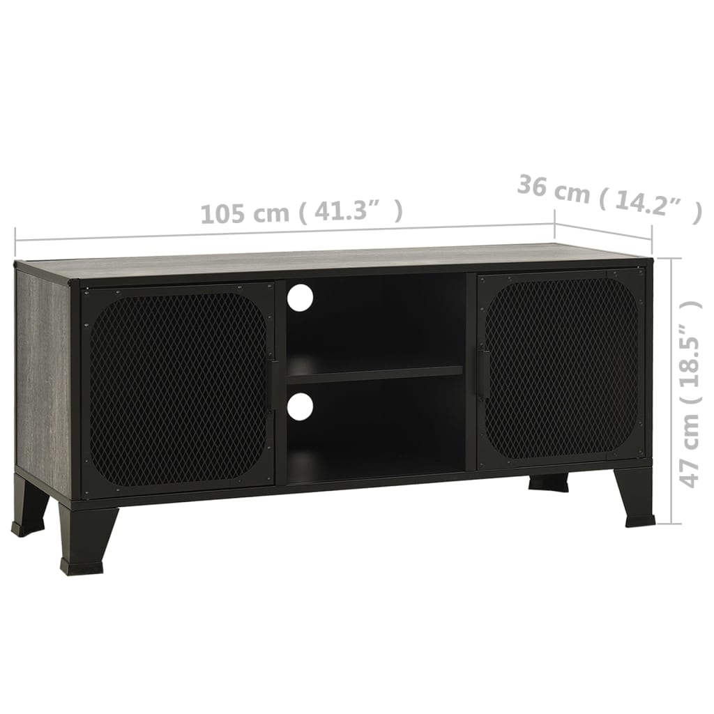 Mobile Porta TV Grigio 105x36x47 cm in Metallo e MDF